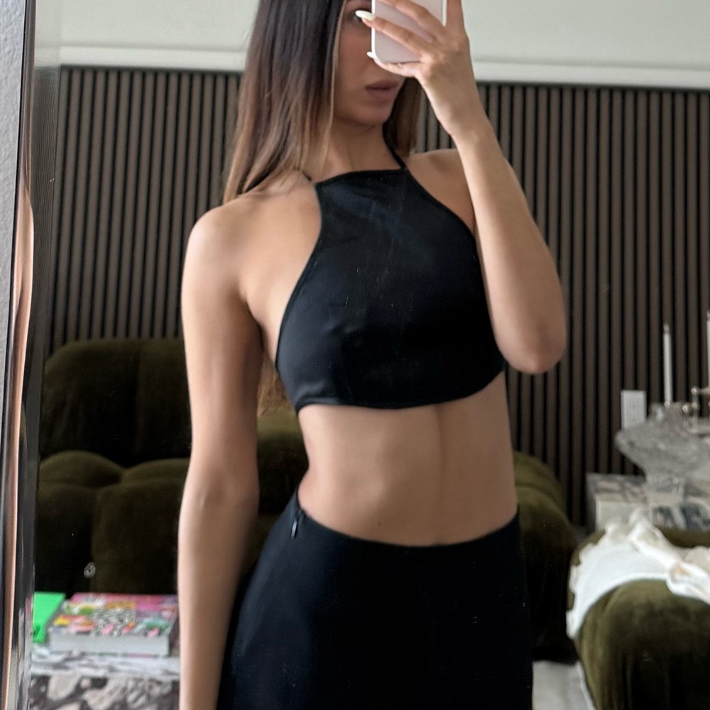 ARE YOU AM I silk tie back top (XS)